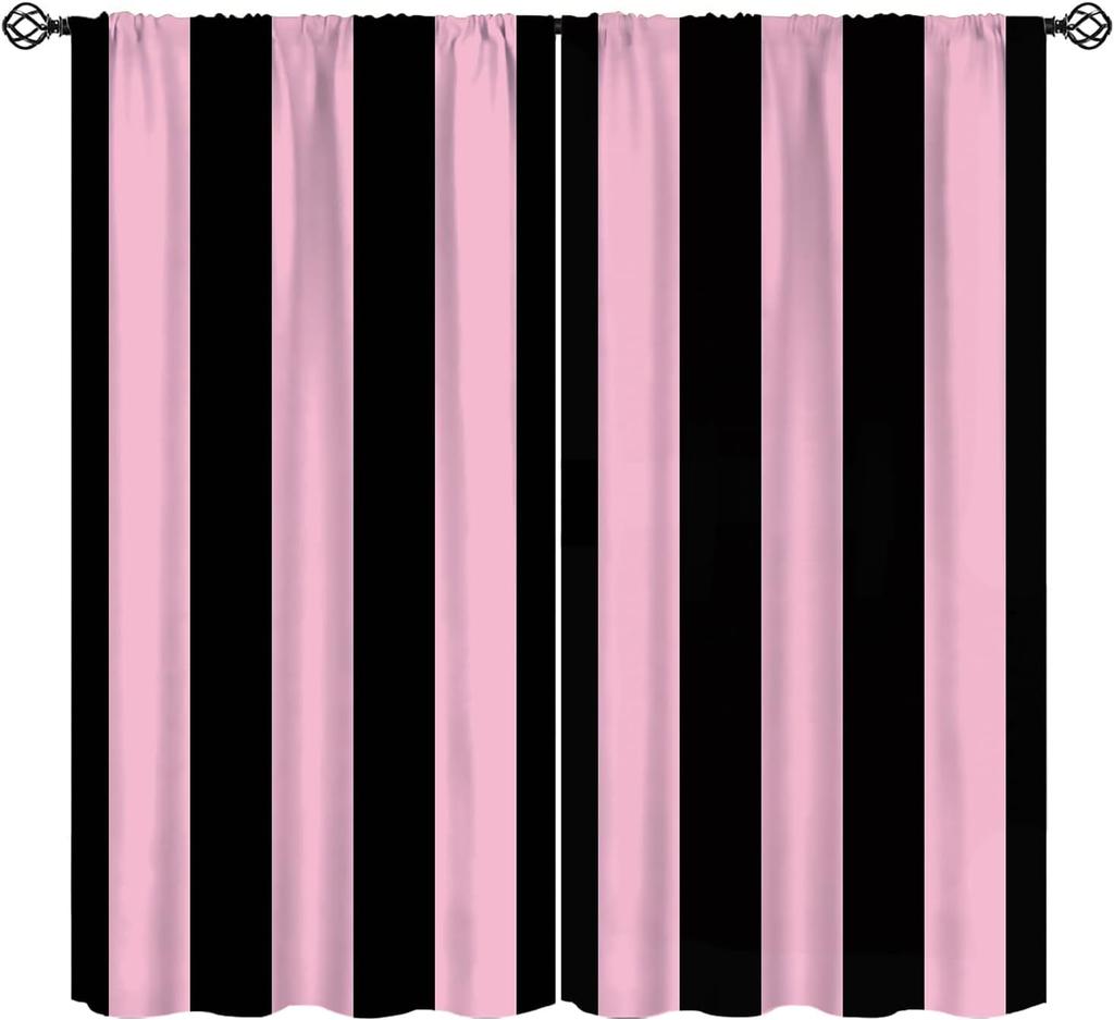 Stripe Curtains Red Ribbon Bow Stripes White Pink Background Window Treatments Insulated Drapes Panels Thermal Made Of Polyester