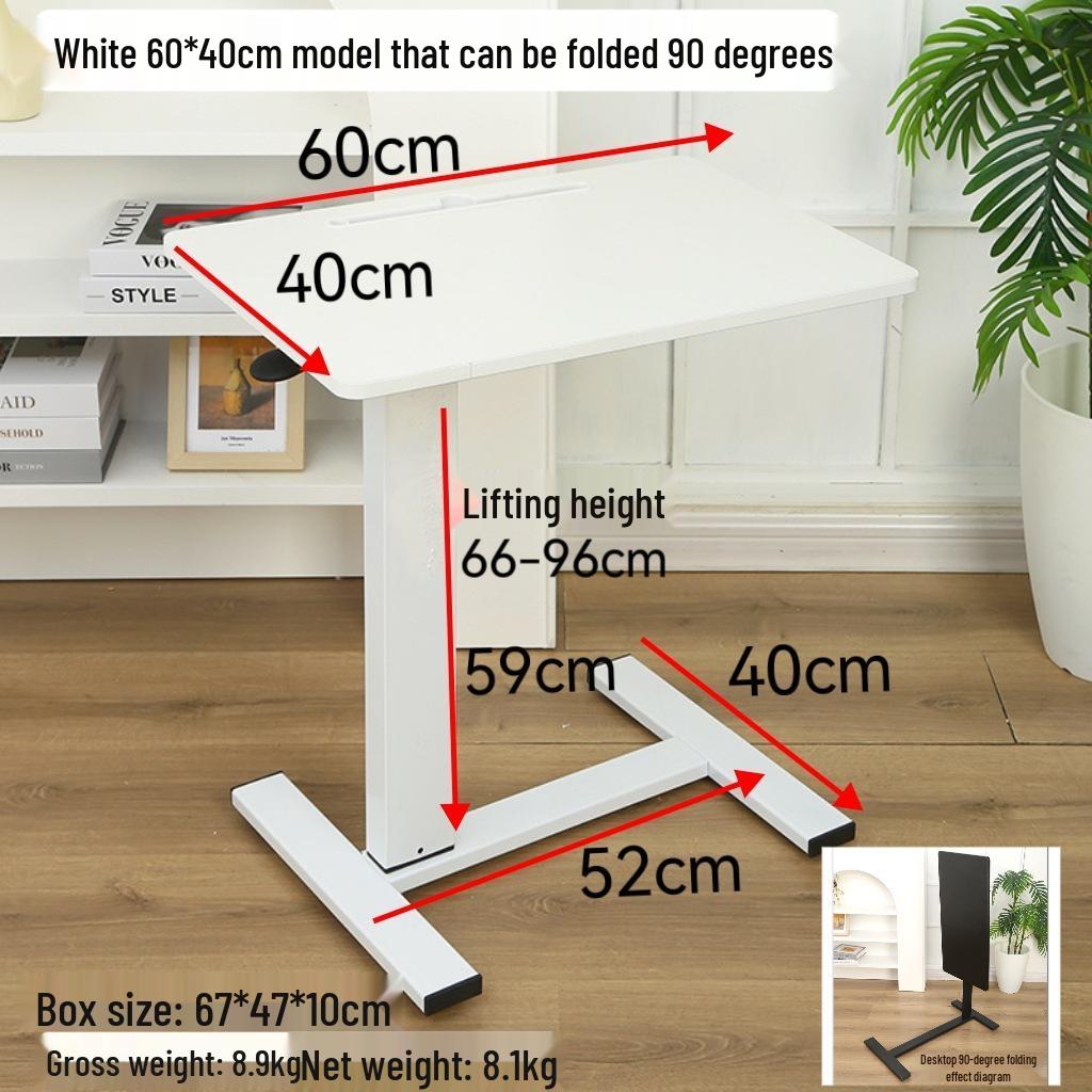 Adjustable Double-Sided Folding Bedside Table with Pneumatic Lift for Sofa or Office Use