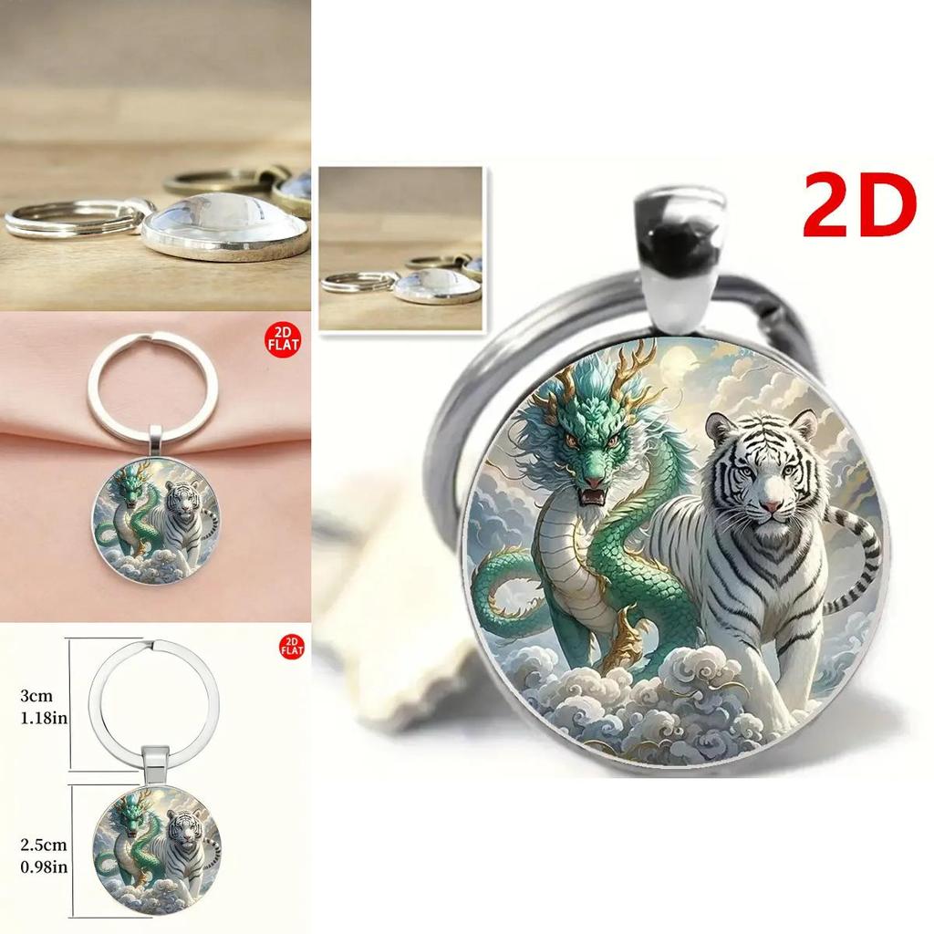 Mythical Dragon Keychain With Glass Pendant For Party Gift And Friendship