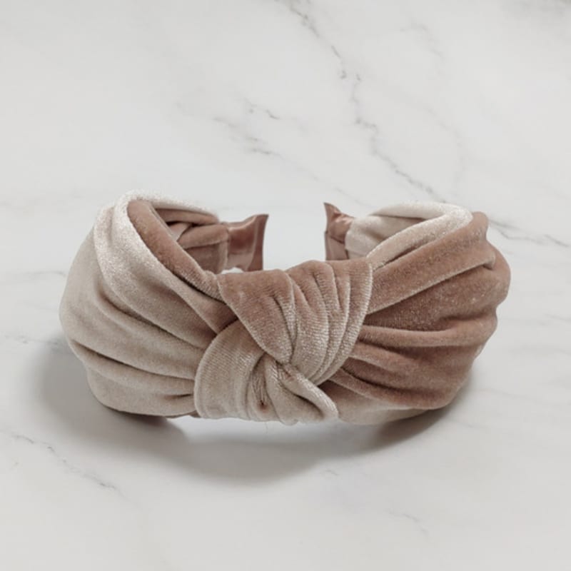 LALA Velvet Knot Wide Hairband - Beige