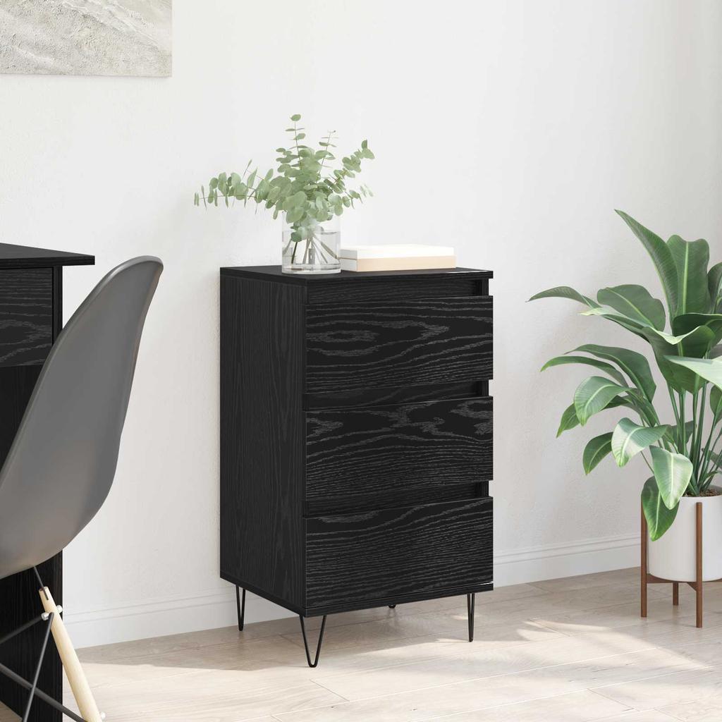 Sideboard with Drawers Black Oak Effect 40 x 35 x 70 cm