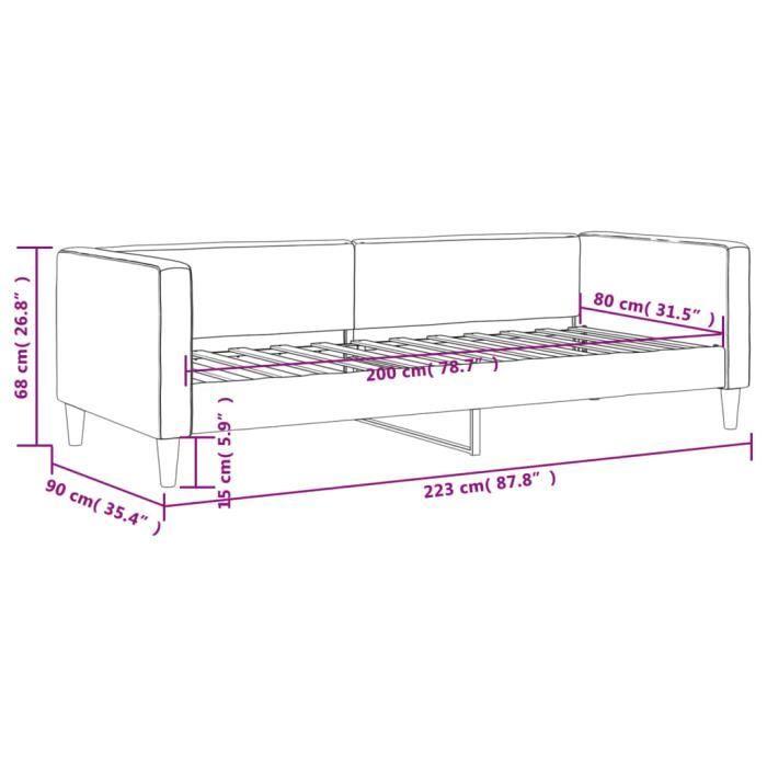 VidaXL Taupe Daybed 80x200 Cm Fabric 353981