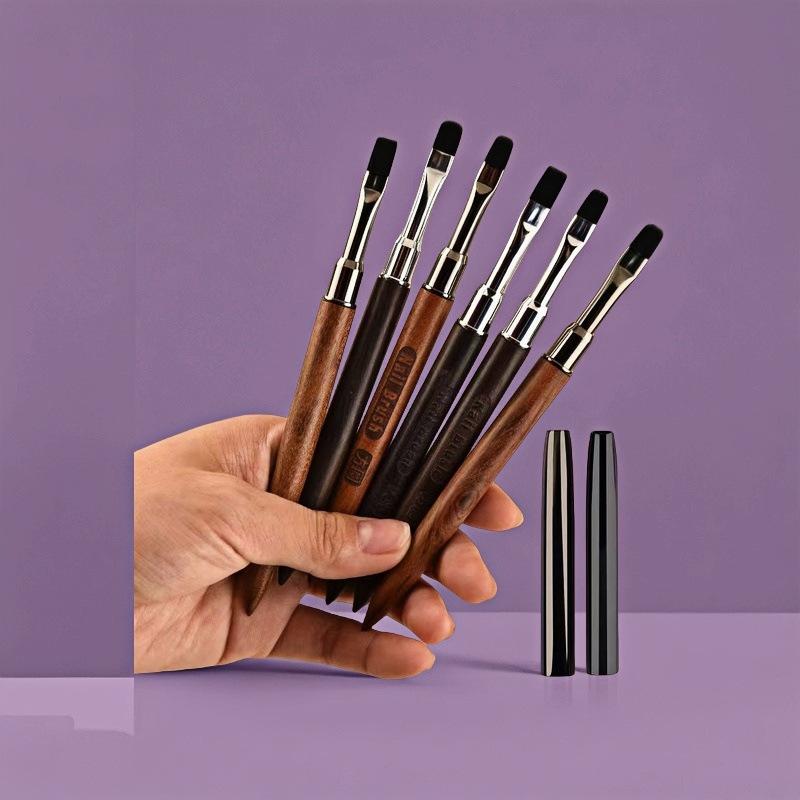 Sandalwood Manicure Gel Pen Set: Large Round, Flat & Square Heads for Nail Technicians