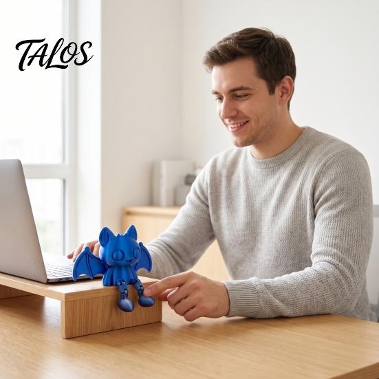 PLA Plastic Figurine 3D Printed Articulated Bat Figurine, Flexible Cartoon Ornament with Animal Movable Joints, Desktop Sitter for Home Office