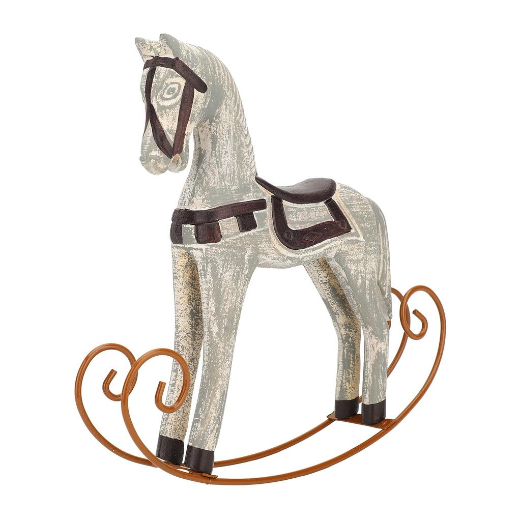 Rocking Horse Ornament Vintage Decorative Table Decoration Resin Iron Bookshelf Decor