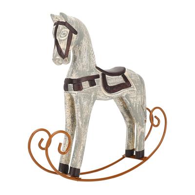 Cavallo a Dondolo Ornamento Vintage Decorazione da Tavolo Decorazione per Libreria Resina Ferro