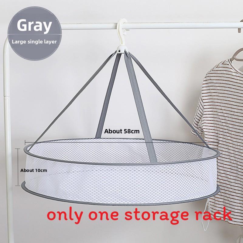Collapsible Double Layer Clothing Drying Basket With Breathable Fabric For Home Use