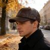 Men Hat Adjustable Faux Cap with Snug Fit Solid Windproof Hood Leather Baseball Color Design Fall