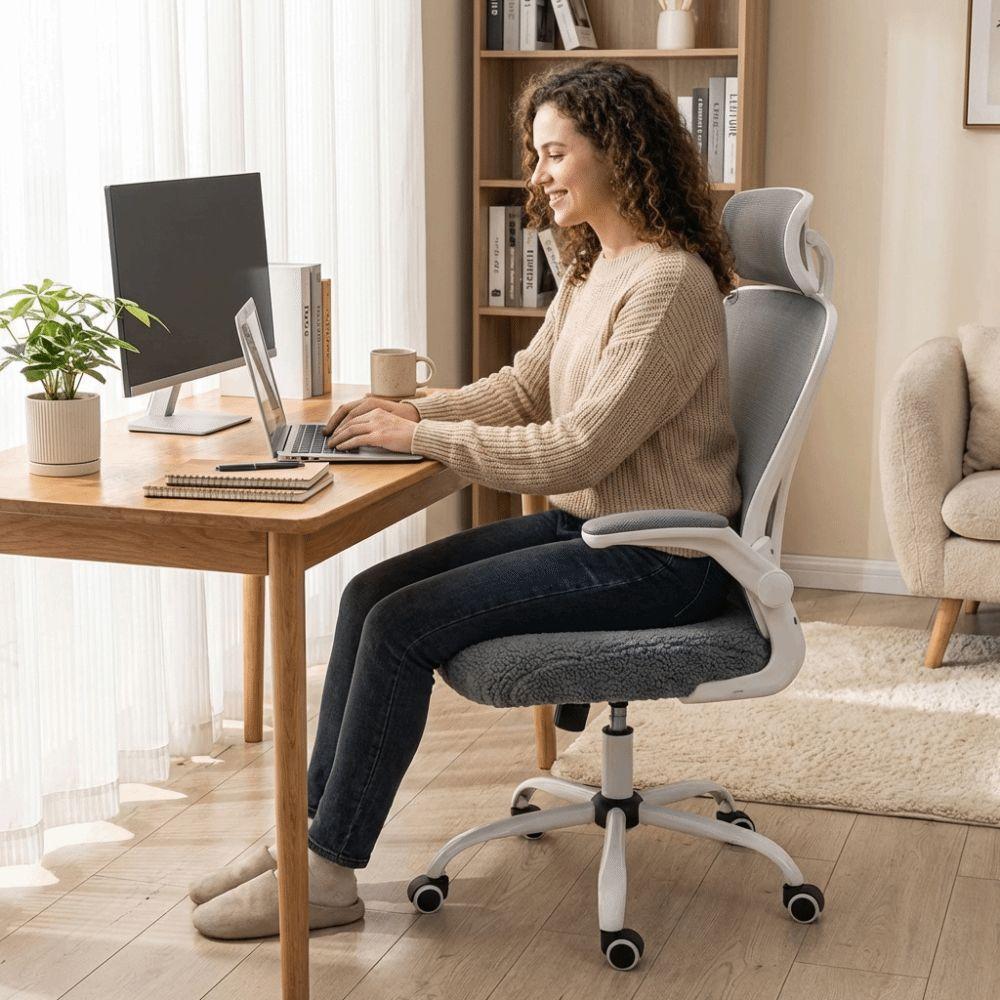 Stretch Computer Chair Seat Cozy Plush Elastic Chair Cover Chair Seat Protector  Winter Use