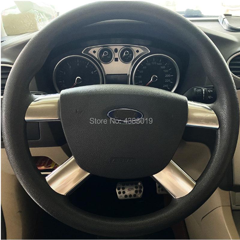 

Наклейка на прикрасу накладки на рульове колесо My Good Car з нержавіючої сталі для автомобіля Ford Focus 2 MK2 2005-2013 рр. срібний