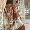 Autumn and winter advanced sense landscape flower language double-sided jacquard scarf women's light luxury warm thickened scarf versatile shawl