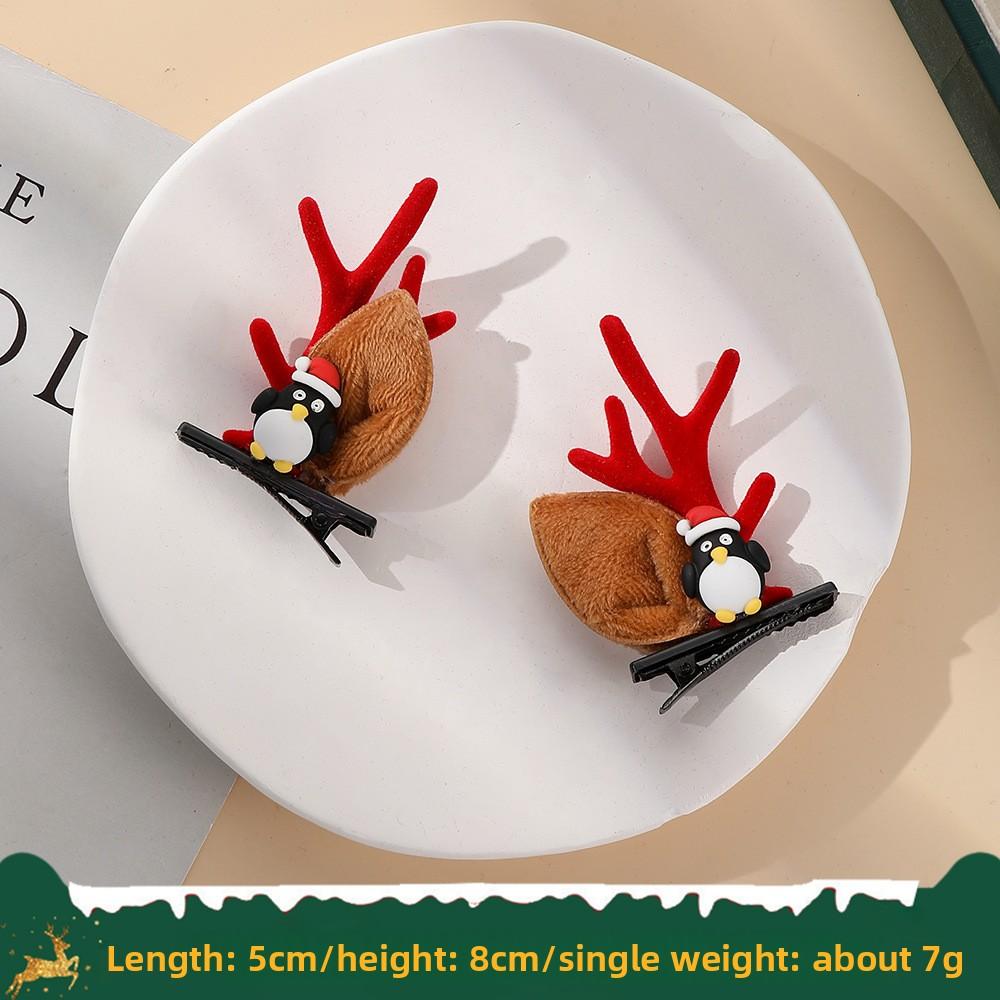Christmas Antler Hair Clips New Year Hair Clips Elk Antler Duckmouth Hair Clips Cute and Sweet Headwear