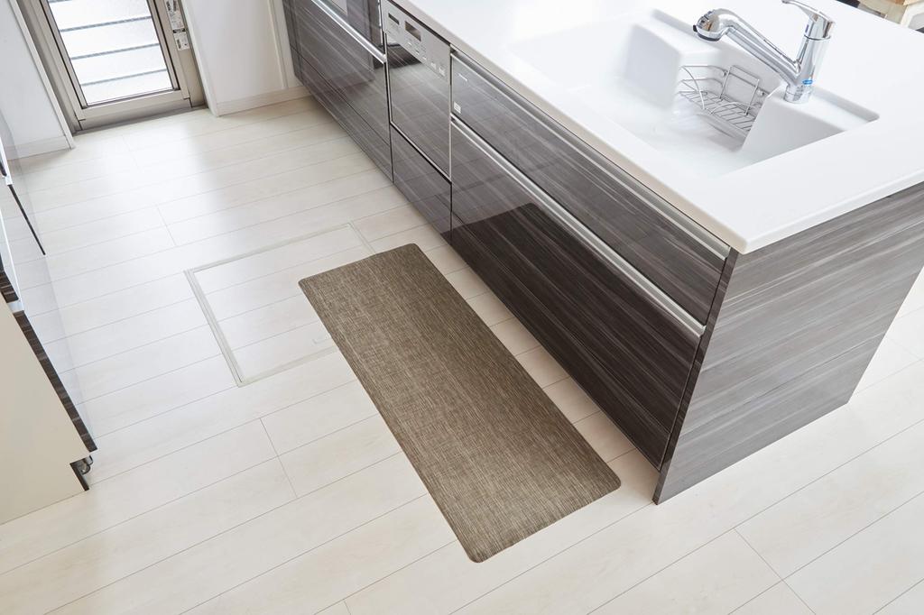 Wipeable Kitchen R(R) +it+id Textile-Style Mat, Brown, 120cm, 45x120x0.3cm, Water-Resistant, Non-Slip, TK-001-AA