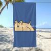 Cute Lazy Dog Print Beach Towel Patterned Sunscreen And Windproof Suitable For Swimming Pool Camping Travel