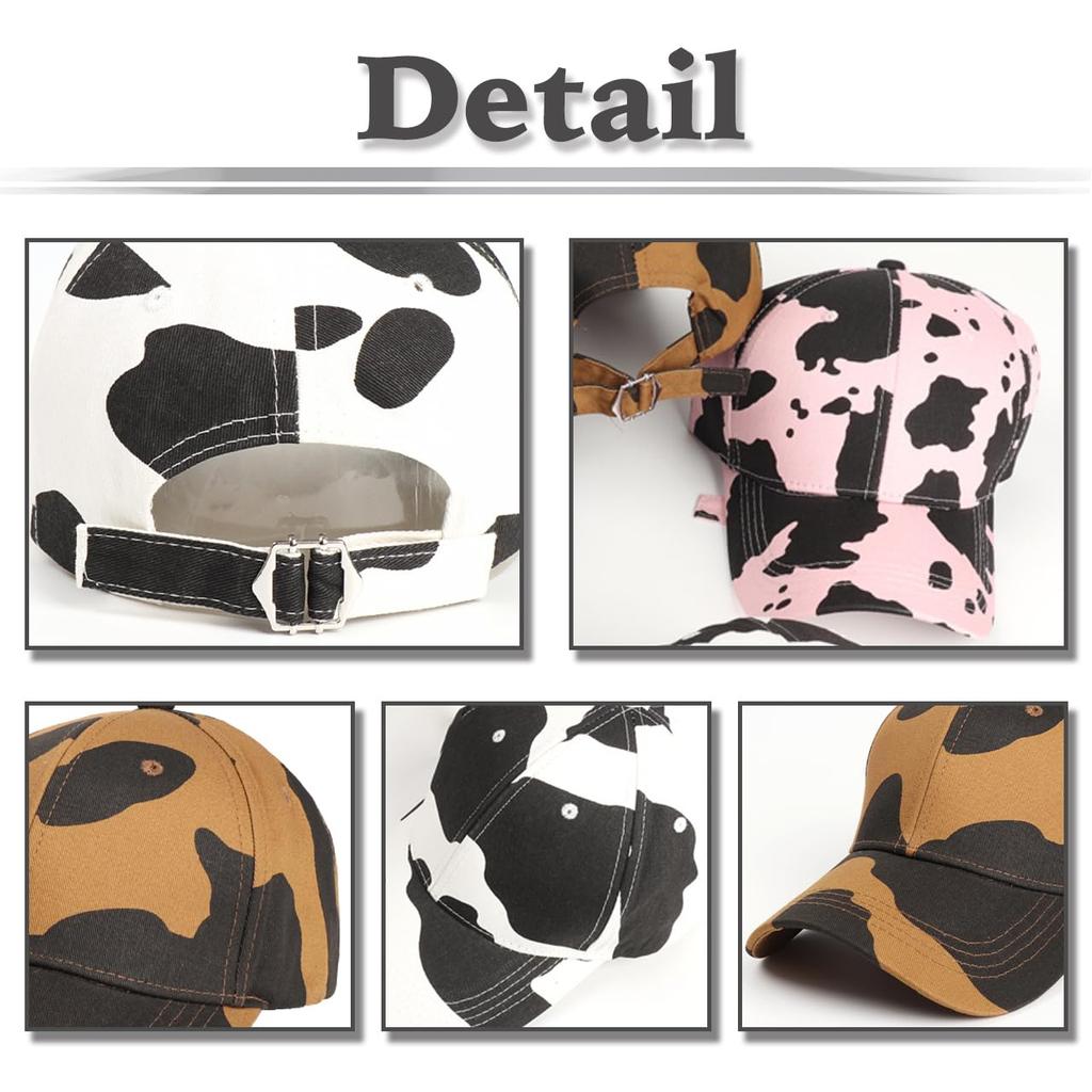 Hat Cap Cow Pattern Cool Sports Casual Animal Men Women CZ506 [White Fang] (Coffee)