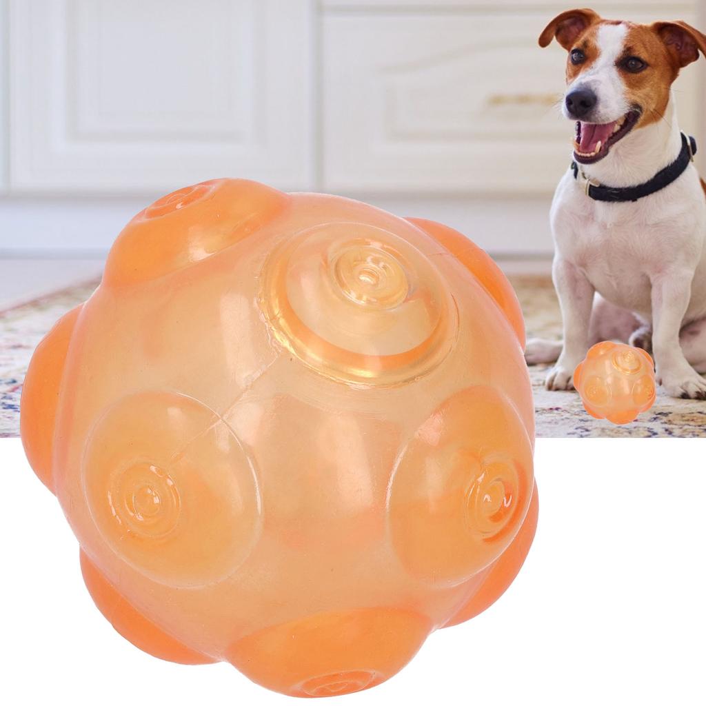 Pet Chewing Toy Squeaker Ball TPR Bouncy Floating Teeth Cleaning for Medium and Small DogsOrange