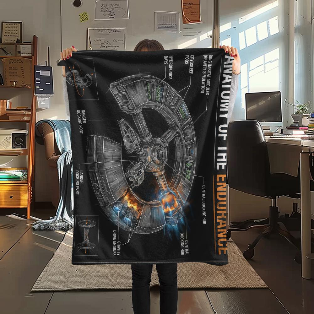 Movie spaceship diagram Print Flannel Blanket,High quality Comfortable for All Seasons,Home Decor,Warmth and Comfort,Perfect for Christmas Gifts