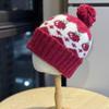 Wool Ball Knitted Hat for Women In Autumn and Winter Plus Velvet To Keep Warm and Show The Face Small Woolen Hat Fair Isle Style Ear Protection Hat