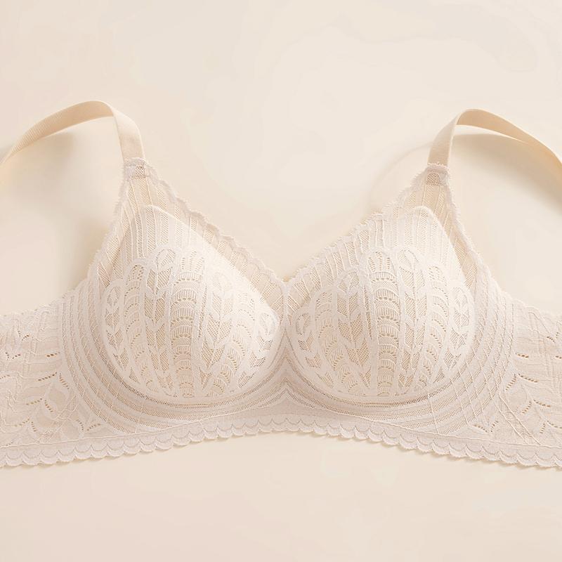 Fenteng Sexy Lace Breathable Double Breasts No Trace Naked Feel Female No Steel Hoop Text Bra