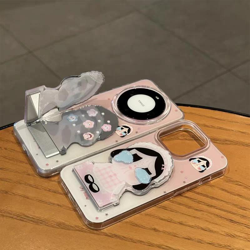 The powder grid crying baby bracket is suitable for Xiaomi Mi 17 mobile phone case oppo Redmi vivo double-layer imd magnetic protective cover.