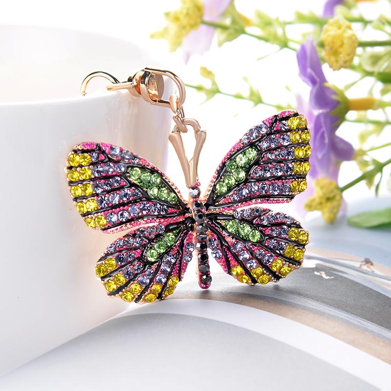 EASYA New Arrival Crystal Insect Shape Chaveiro Keychain Cute Sparkling Metal Key Ring Holder Accessories For Women Girls Bag