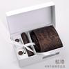 Men'S Six-Piece Formal Business Black 8Cm Striped Hand-Tie Groom Wedding Gift Box