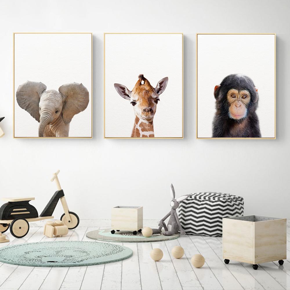 Safari Baby Animals Lion Tiger Zebra Poster Canvas Painting Nursery Wall Art Print Child Room Picture Nordic Kids Bedroom Decor