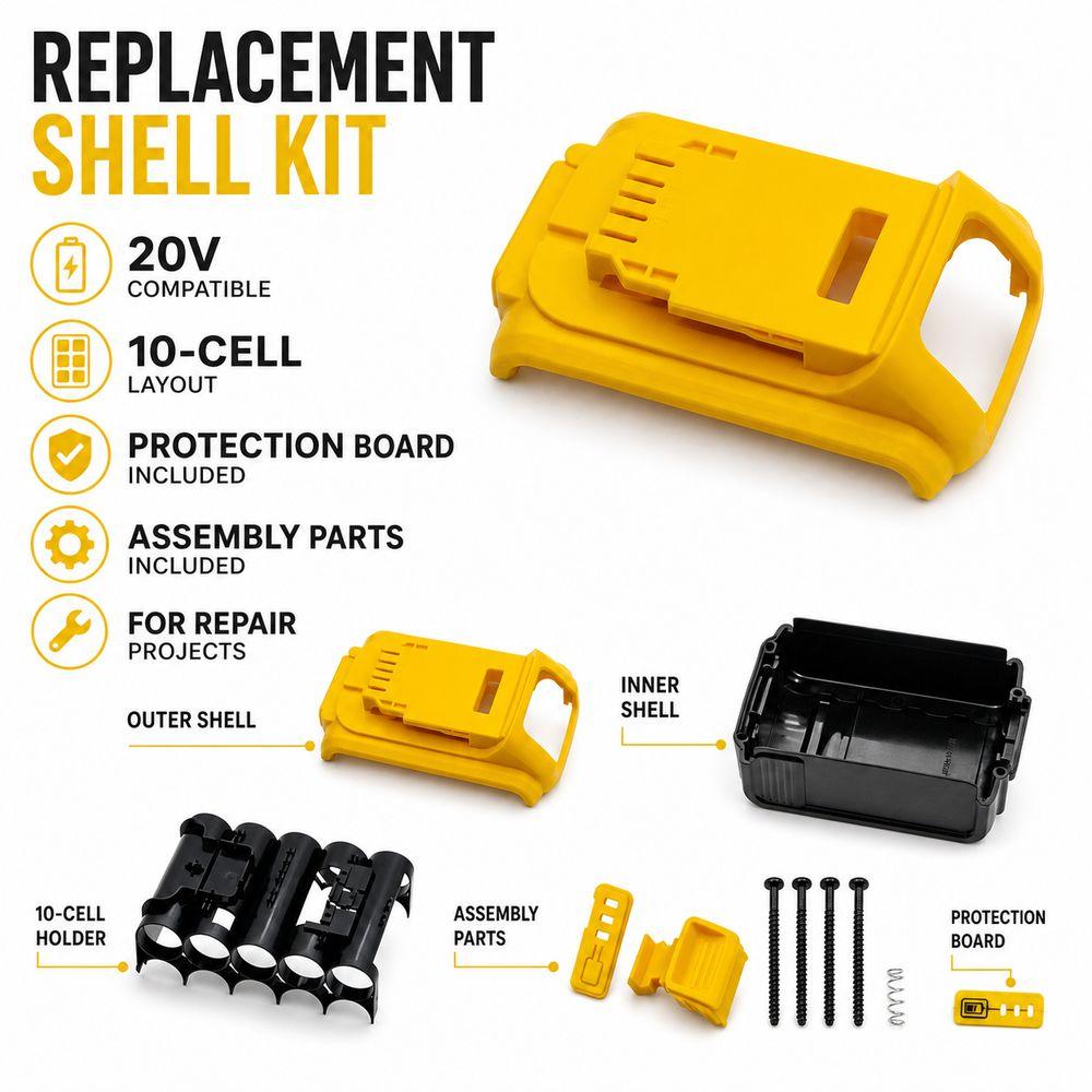Protection Board Battery Case Kit for DeWalts/20V/DCB201/DCB203 DCB204 DCB200