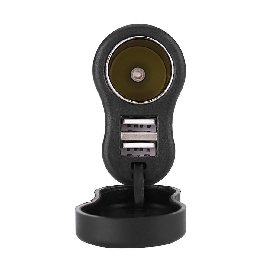 Motorcycle Dual USB Charger Adapter Cigar Lighter Socket For BMW Din Hella Plug