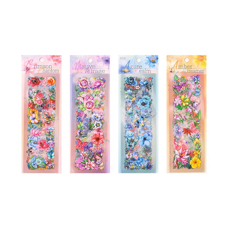 10 pcs Retro Waterproof Flower Stickers, Long Decorative Decals, Artistic Journaling Supplies