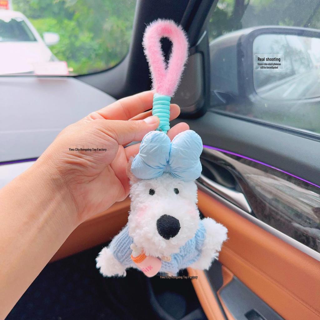 West Highland Terrier Plush Pendant: Stylish Sweater Bag Charm and Car Accessory