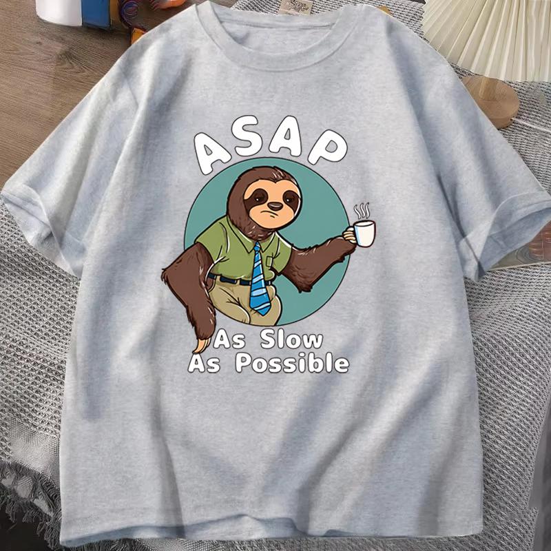 Funny Office Humor Tee Funny Sloth Work Tshirt Coffee Lover Casual Short Sleeve Tee Shirt Funny Worker Gift Oneck T Shirt