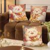 Cute Lucky Cat Pillow Case Fashion Square Pillowcase Bedroom Sofa Room Ins Decoration Leisure