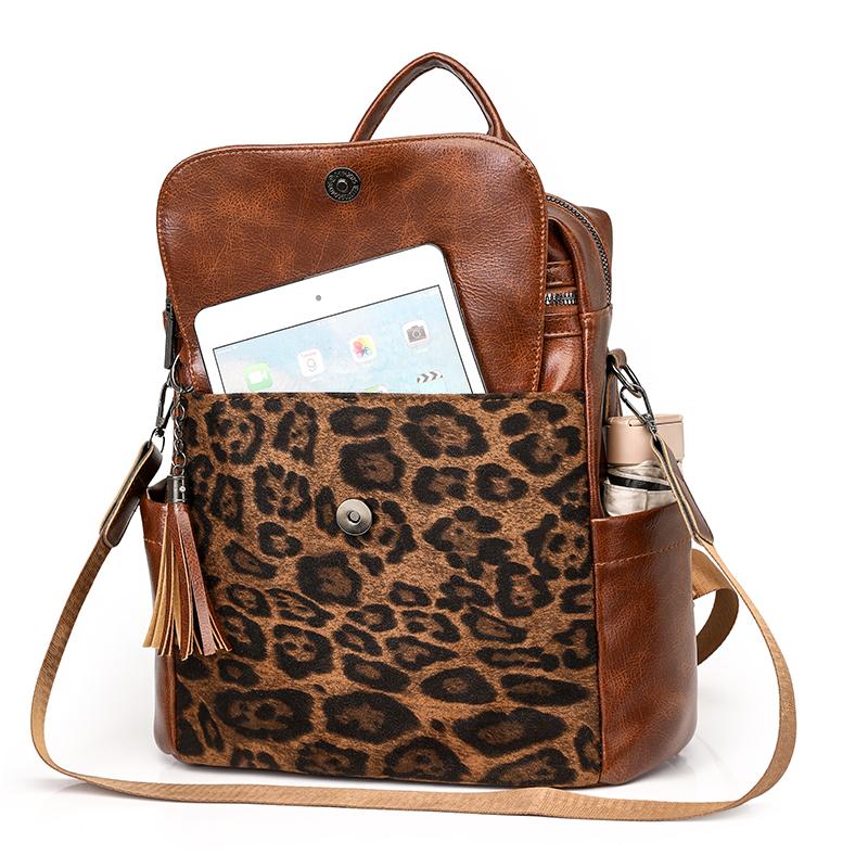 Fashion Leopard Print Women Backpack Large Capacity Schoolbag For Teenagers Girls Backpack Travel Female Shoulder Bag Bagpack