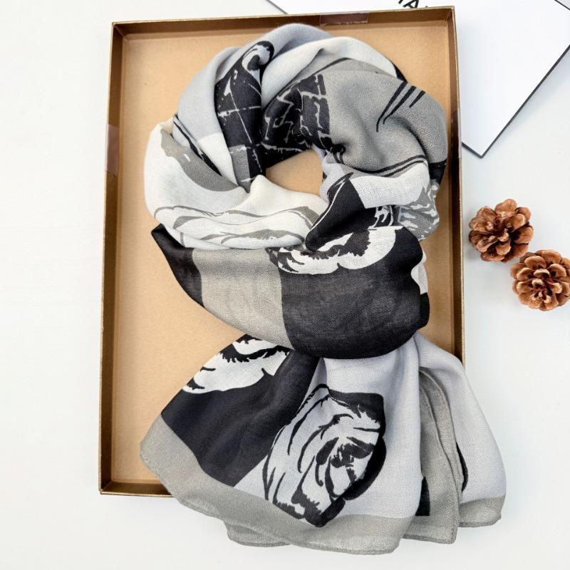 Creative New Personalized Retro Printing Long Scarf Spring and Summer Fashion Matching Temperament Scarf Cotton and Linen Shawl