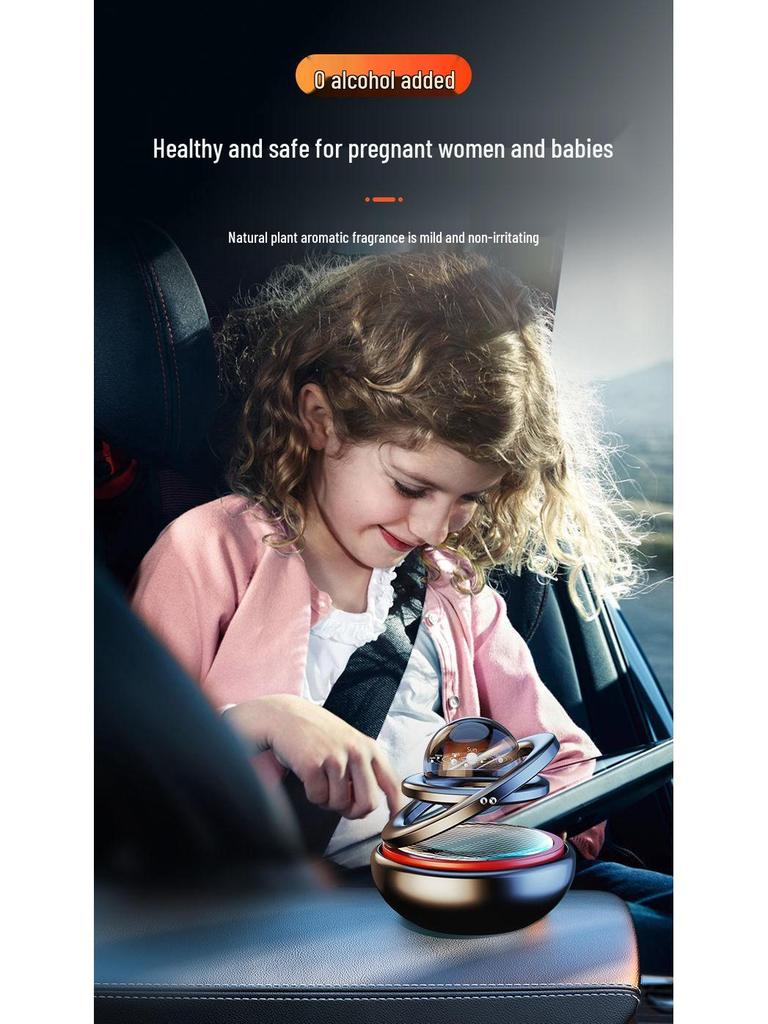 Solar-Powered Rotating Car Air Freshener with Aluminum Alloy and Aromatherapy Scent