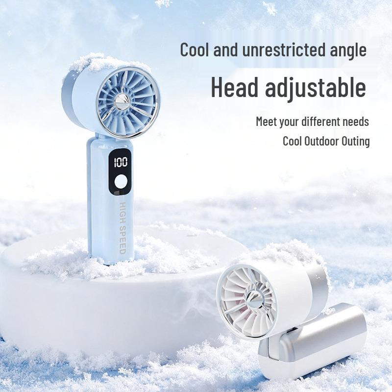High-Speed Turbo Digital Display 5-Speed Portable Handheld Fan for Outdoor and Desktop Use