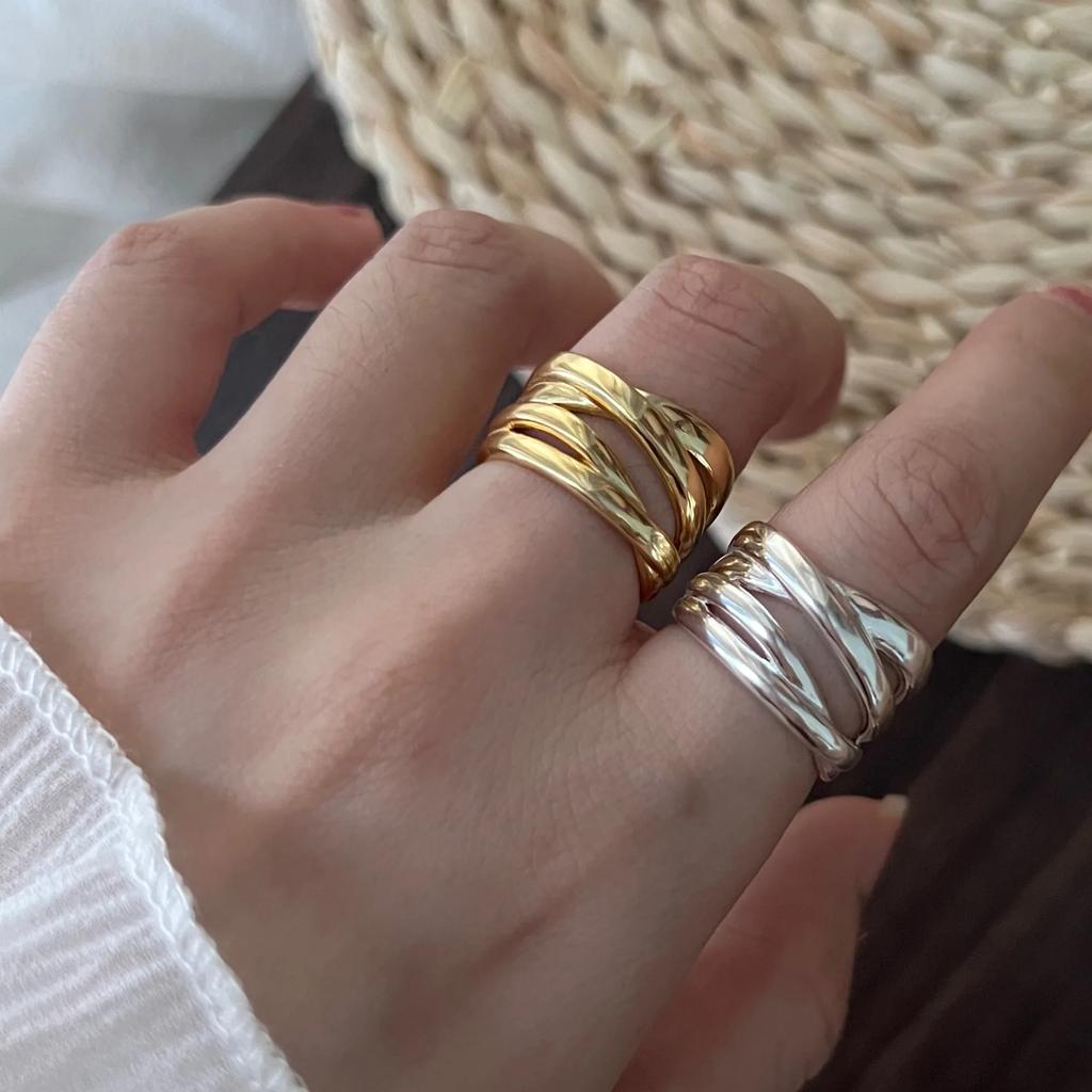 Offene Ringe für Damen Herren Mode Paar Handgemacht Unregelmäßige Linien Ring Party Schmuck Allergiepräventiv Geschenk
