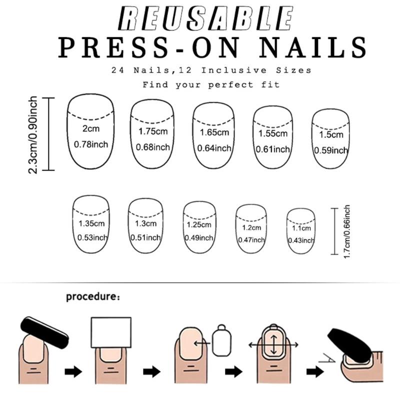 Press on Nail,Fake Nail Stick Glues on Nail False Nail Acrylic Nail Artificial False Nail for DIY Nail Art Designs