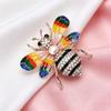Exquisite Rhinestone Bee Brooch Smooth Enamel Colorful Wings Sparkling Crystal Pin for Women Daily Gifting Accessory