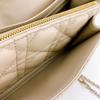 Christian Dior Logo Leather Lady Dior Wallet Chain Beige Leather Used