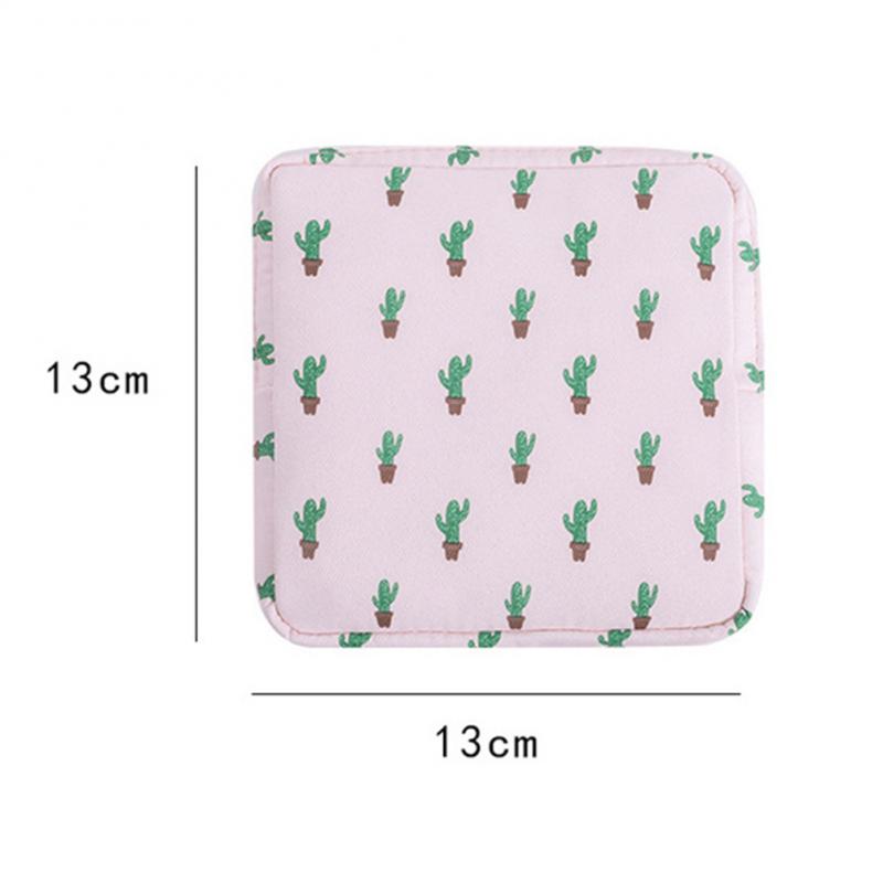 Women Portable Sanitary Napkin Tampon Storage Bag Cotton Travel Makeup Storage Bag Literary Zipper Coin Purse Sundries Storage