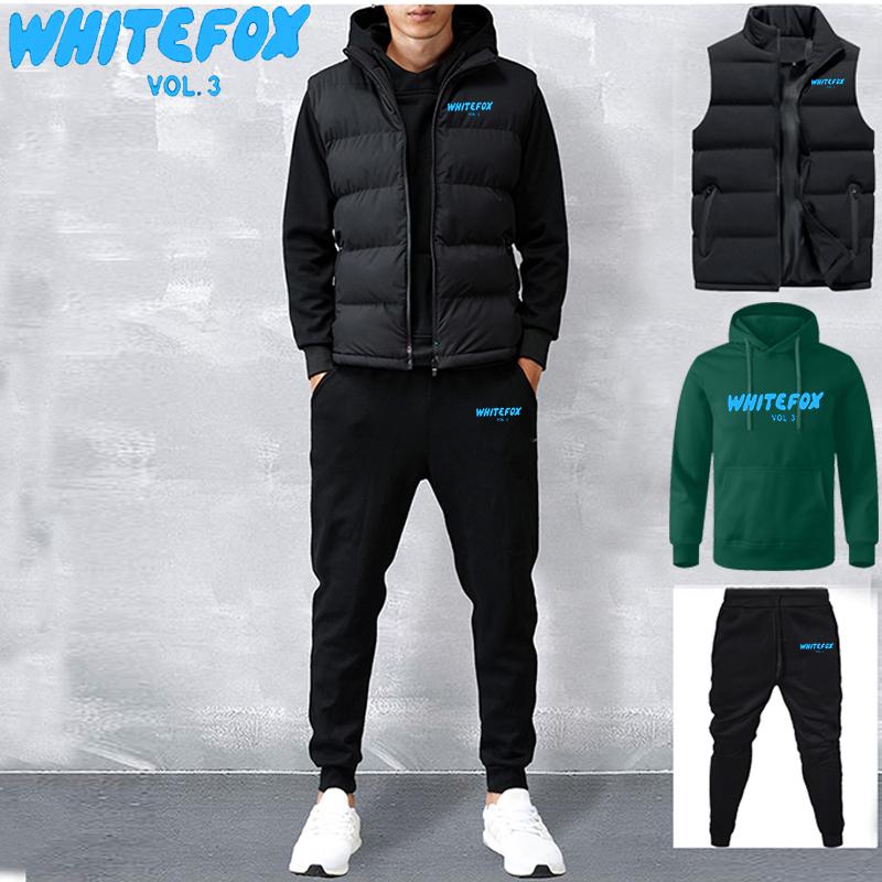 

Мужской спортивный костюм, куртка, жилет + свитер с капюшоном + спортивные штаны, повседневный спортивный костюм для бега, комплект из 3 предметов, флис, уличная одежда для мужчин 3XL зелёный