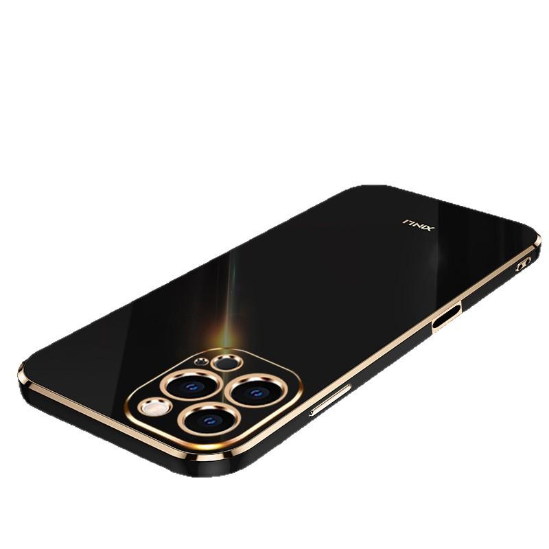 Applicable to Apple 16promax mobile phone case iPhone15 anti-drop 13/14 fine hole xsmax6D straight edge electroplating case