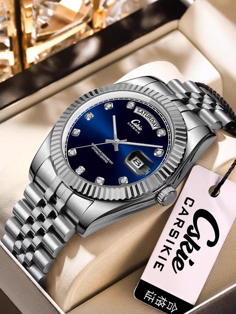 Swiss Brand Ultra-Thin Men's Steel Band Business Watch - High-End Waterproof Design