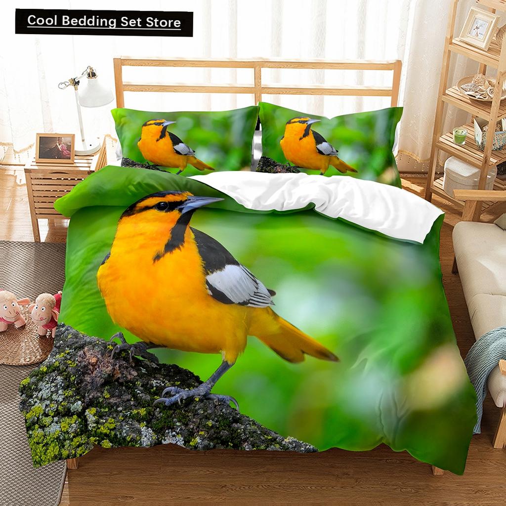 Red Rare Birds King Queen Duvet Cover Tropical Flying Animals Bedding Set Wildlife Quilt Cover 2/3Pcs Polyester Comforter Cover