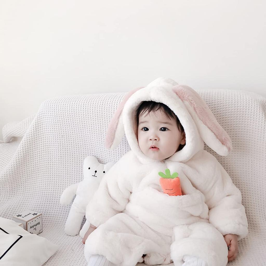 Cold Hooded Fluffy Winter Rabbit Baby Baby Shower Girl 100th Day Present [Famuka] Coveralls, Weather, Rompers, Jumpsuits, Costumes, Costumes, Clothes,