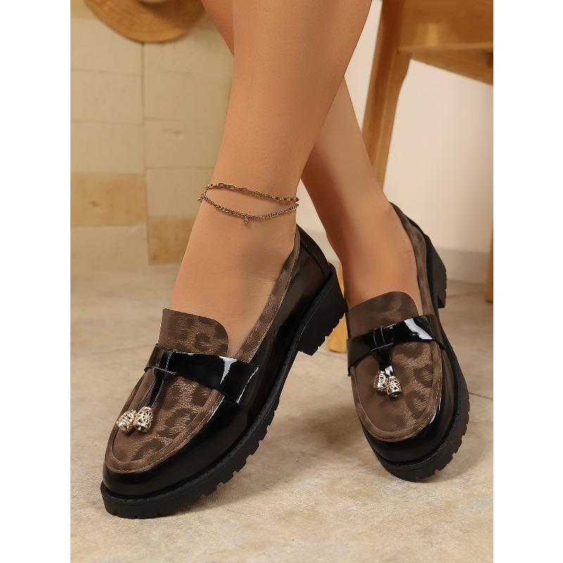 Leopard Print British Style Low-top Shoes 2025 Autumn New Fringed Retro One-foot Loafer Shoes for Women