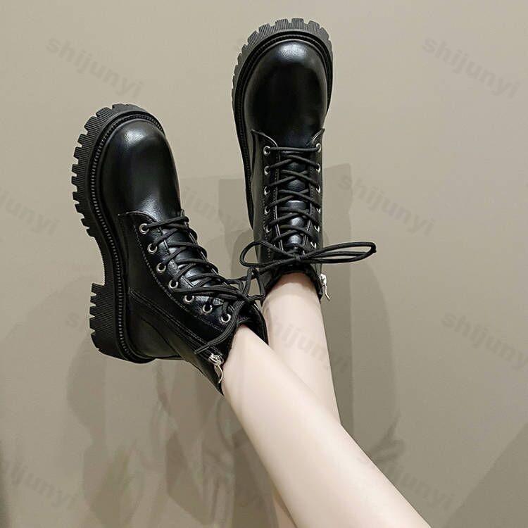 Fashion Women Ankle Boots 2025 Autumn Fashion Retro Short Boots Platform Zipper Comfortable Non Slip Outdoor Leather Boots Botas Mujer