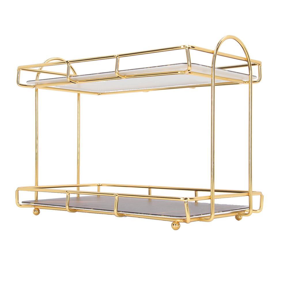 2-stöckiges Badezimmerregal stehendes Regal mit Trennwand Kosmetik-Aufbewahrungsregal Halter Gold